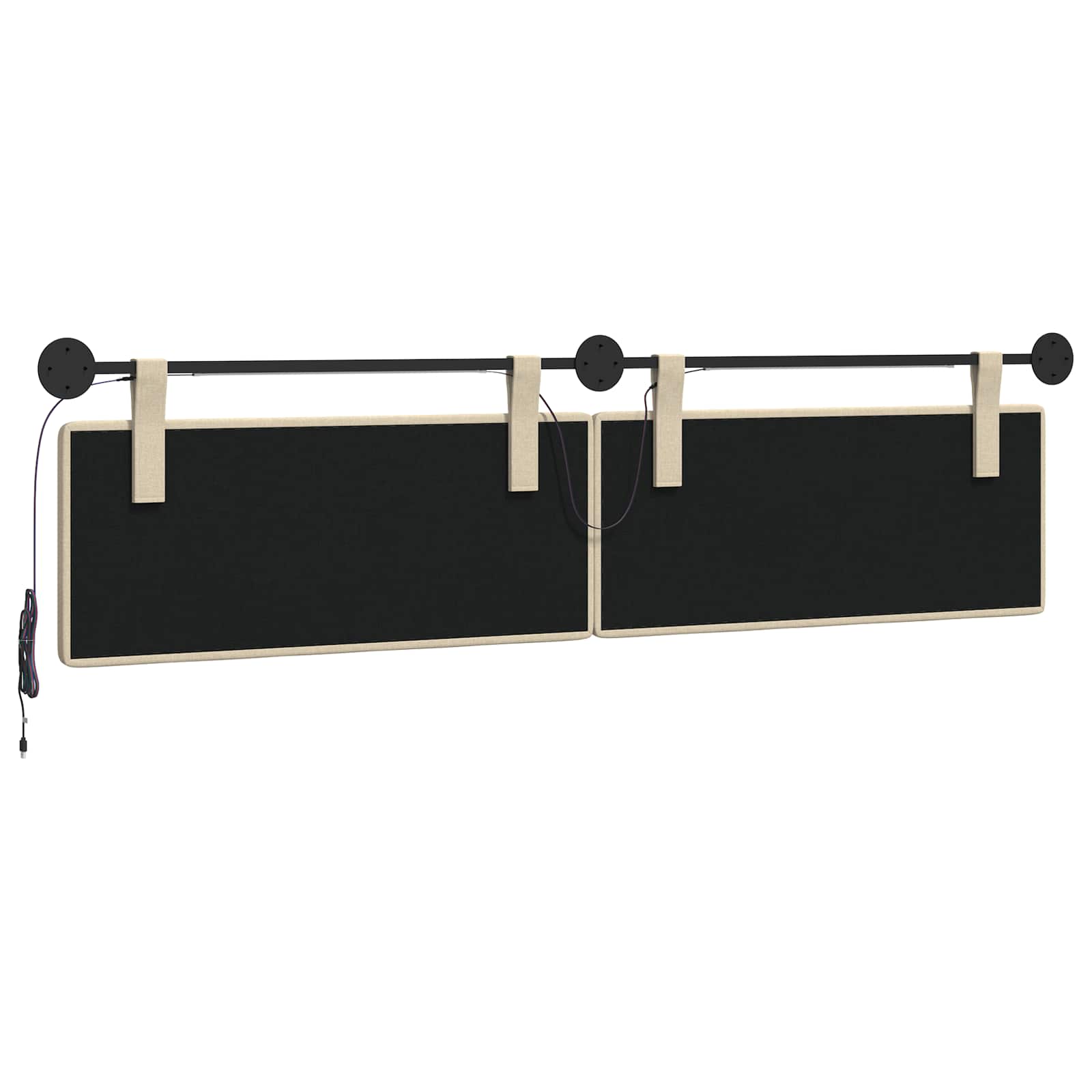 Hangend hoofdbord Met LED-verlichting Crèmekleurig Stof