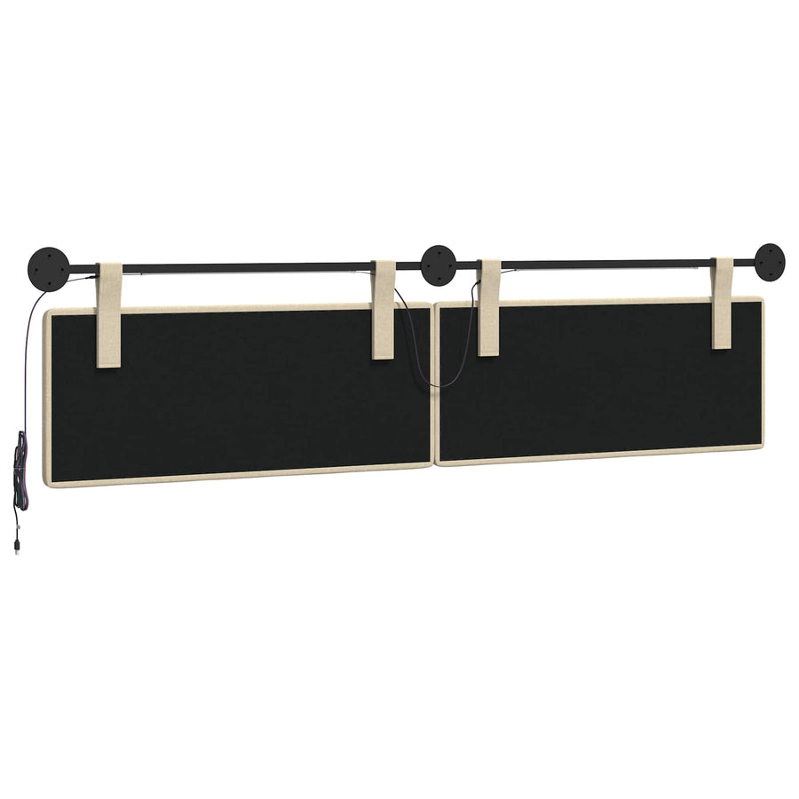 Hangend hoofdbord Met LED-verlichting Crèmekleurig Stof
