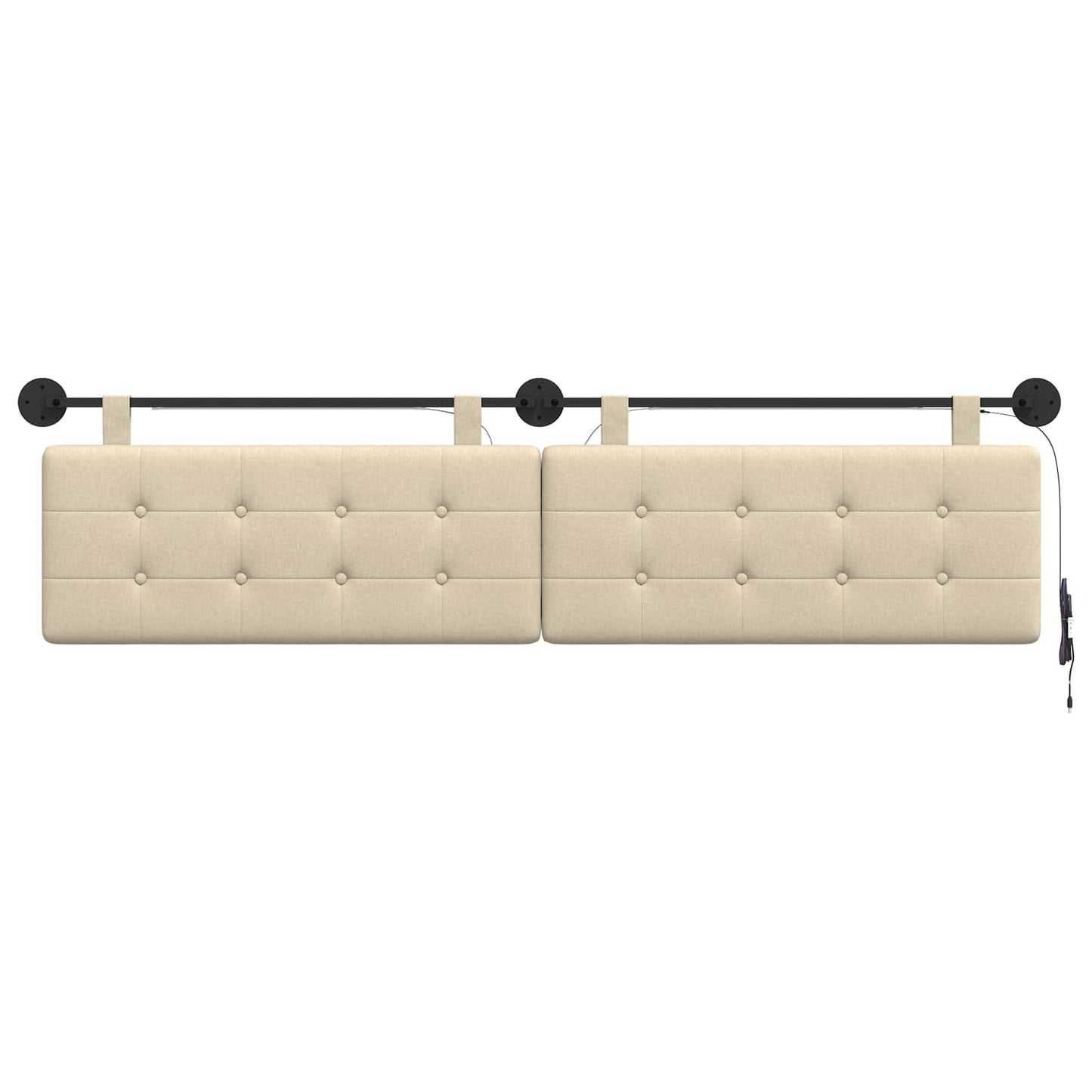 Hangend hoofdbord Met LED-verlichting Crèmekleurig Stof
