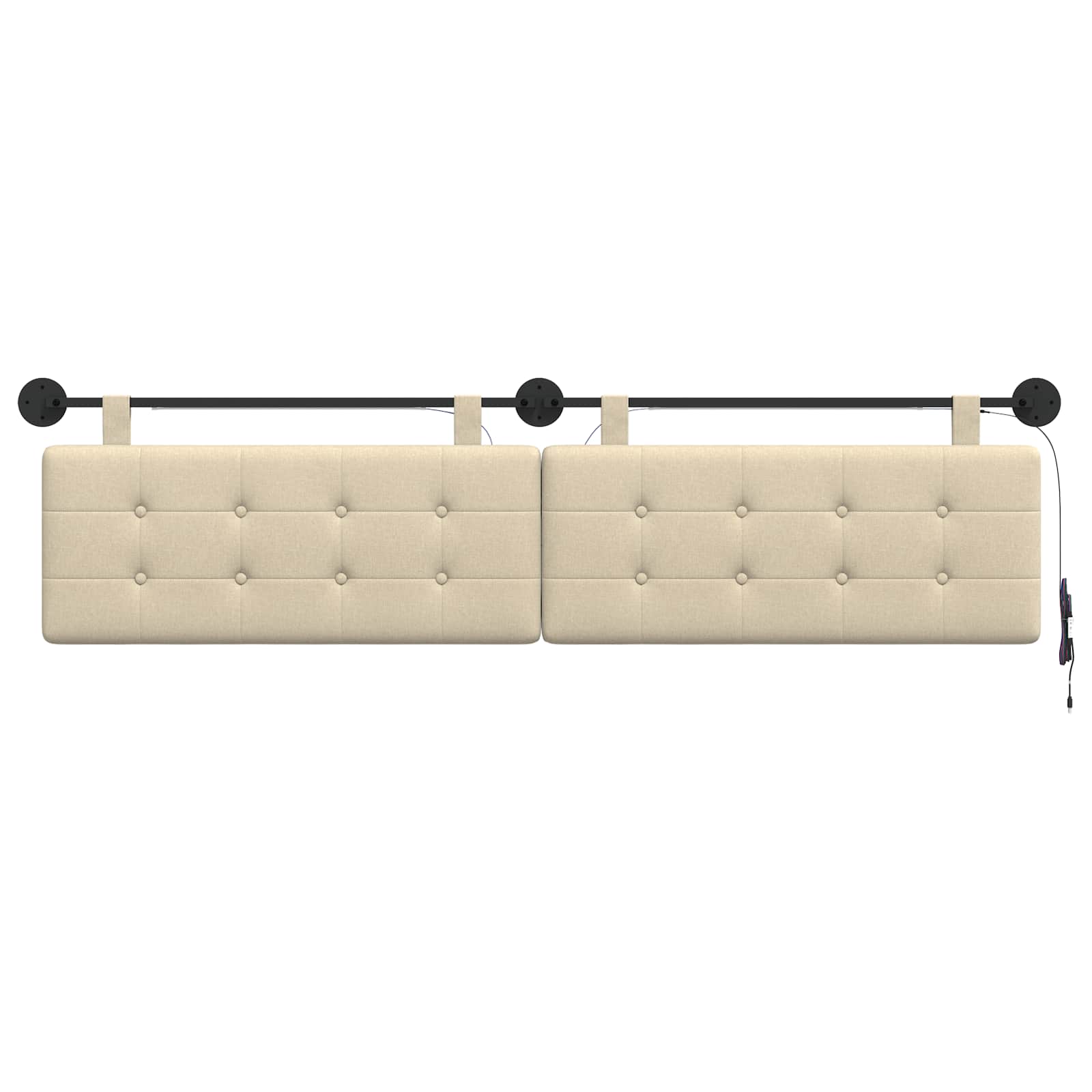 Hangend hoofdbord Met LED-verlichting Crèmekleurig Stof