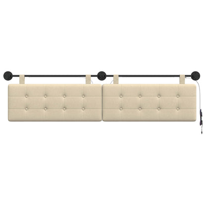 Hangend hoofdbord Met LED-verlichting Crèmekleurig Stof