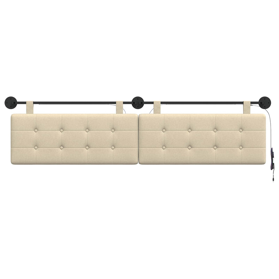 Hangend hoofdbord Met LED-verlichting Crèmekleurig Stof