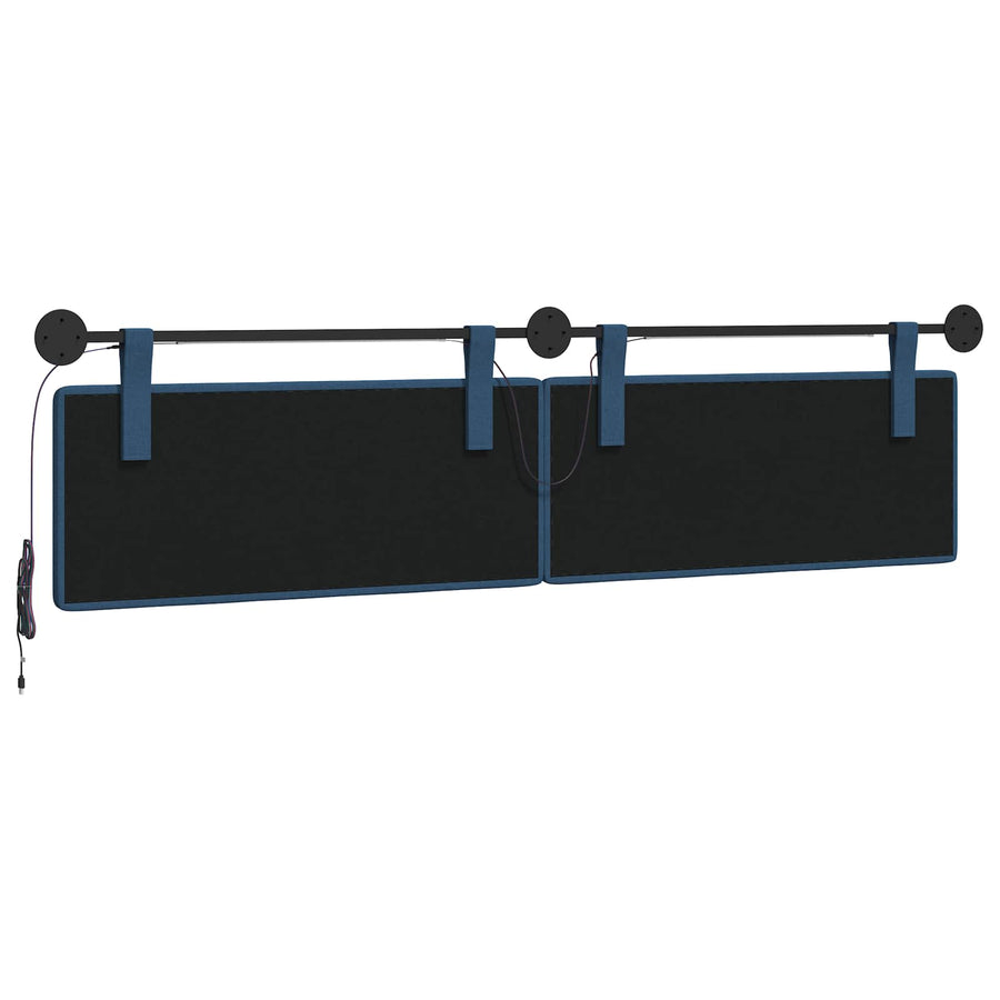 Hangend hoofdbord Met LED-verlichting Blauw Stof