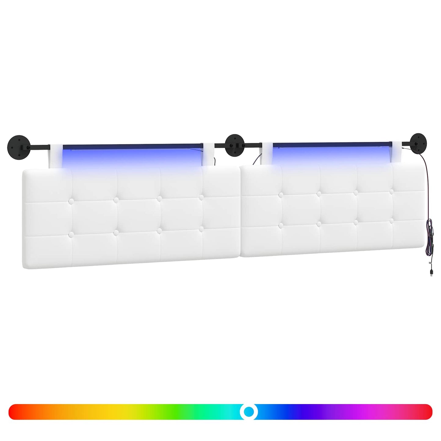 Hangend hoofdbord Met LED-verlichting Wit Stof