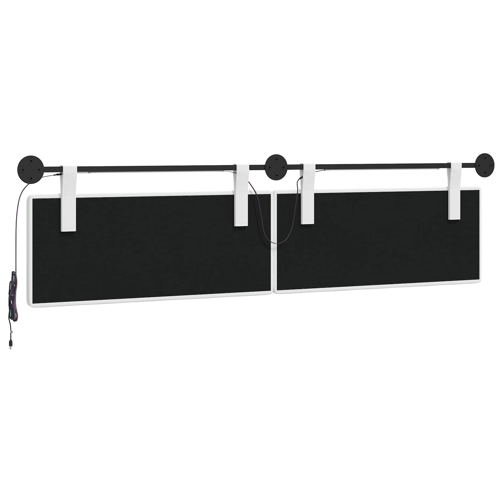 Hangend hoofdbord Met LED-verlichting Wit Stof