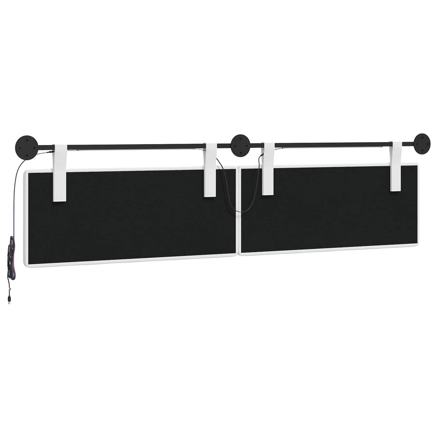 Hangend hoofdbord Met LED-verlichting Wit Stof