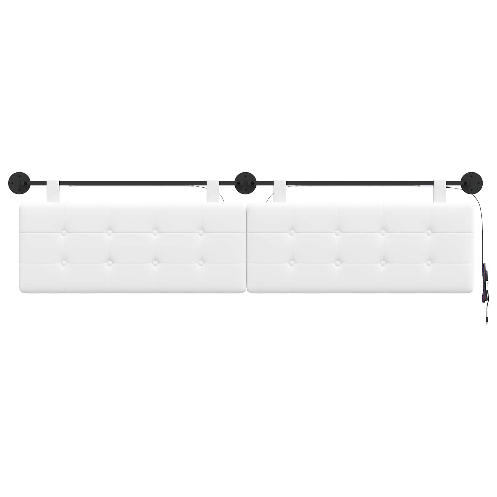 Hangend hoofdbord Met LED-verlichting Wit Stof