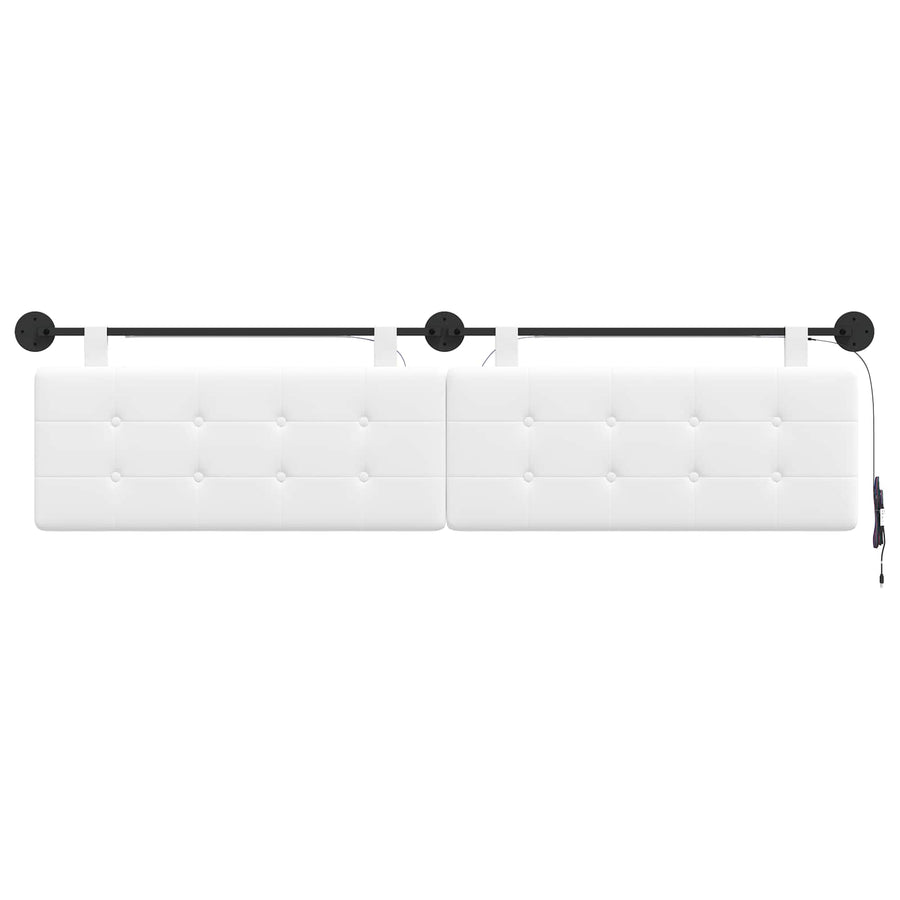 Hangend hoofdbord Met LED-verlichting Wit Stof