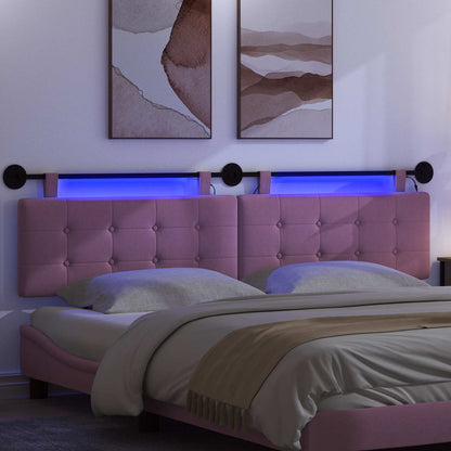 Hangend hoofdbord Met LED-verlichting Roze Stof