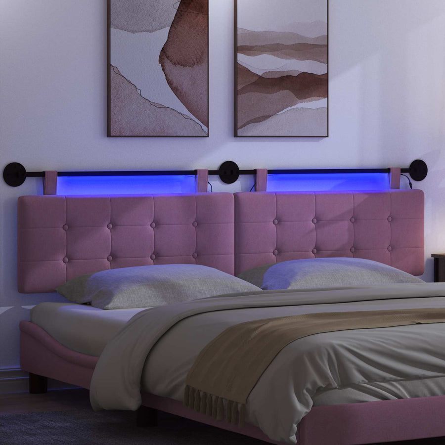 Hangend hoofdbord Met LED-verlichting Roze Stof