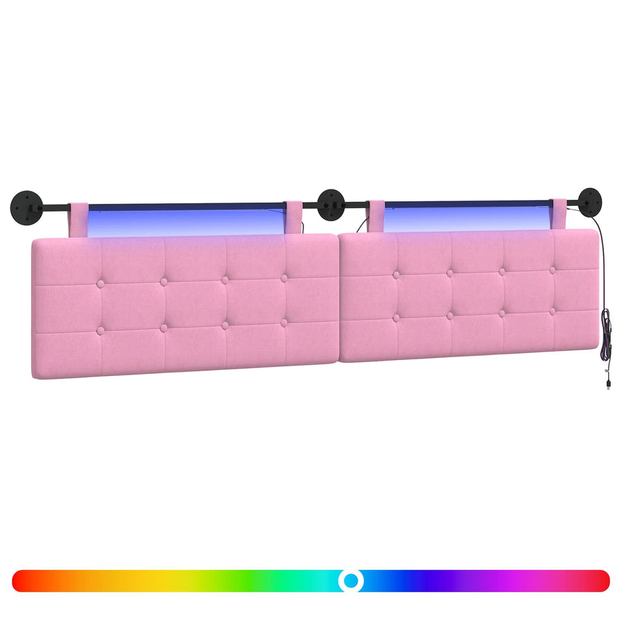 Hangend hoofdbord Met LED-verlichting Roze Stof