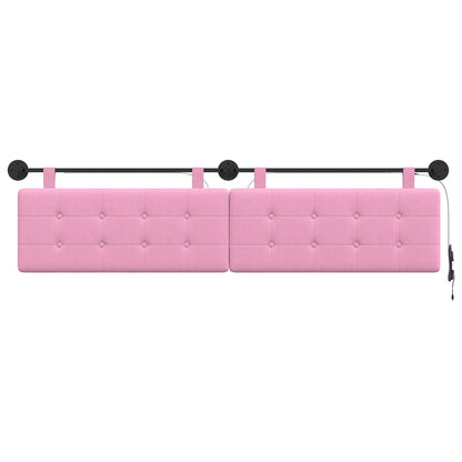 Hangend hoofdbord Met LED-verlichting Roze Stof