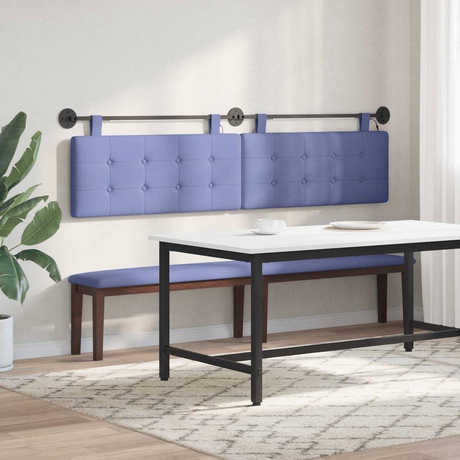Hangend hoofdbord Met LED-verlichting Jeans Blauw Stof
