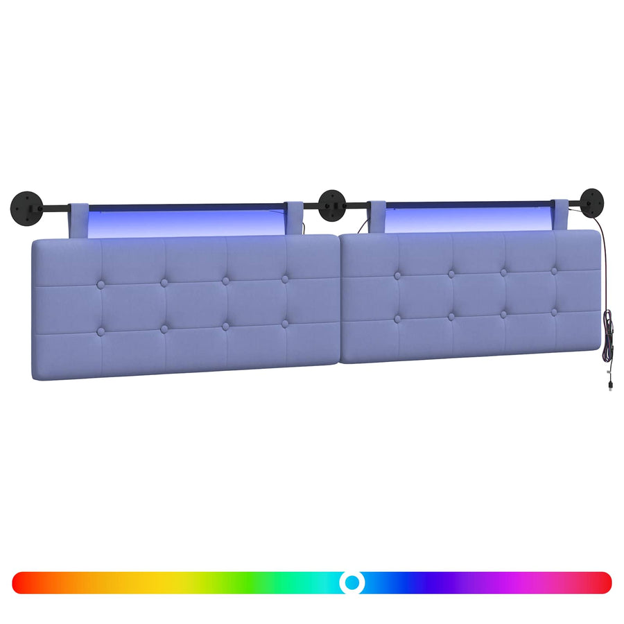 Hangend hoofdbord Met LED-verlichting Jeans Blauw Stof