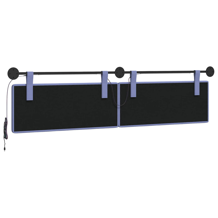 Hangend hoofdbord Met LED-verlichting Jeans Blauw Stof