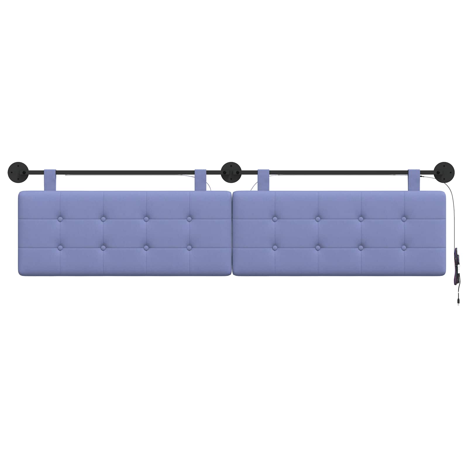Hangend hoofdbord Met LED-verlichting Jeans Blauw Stof