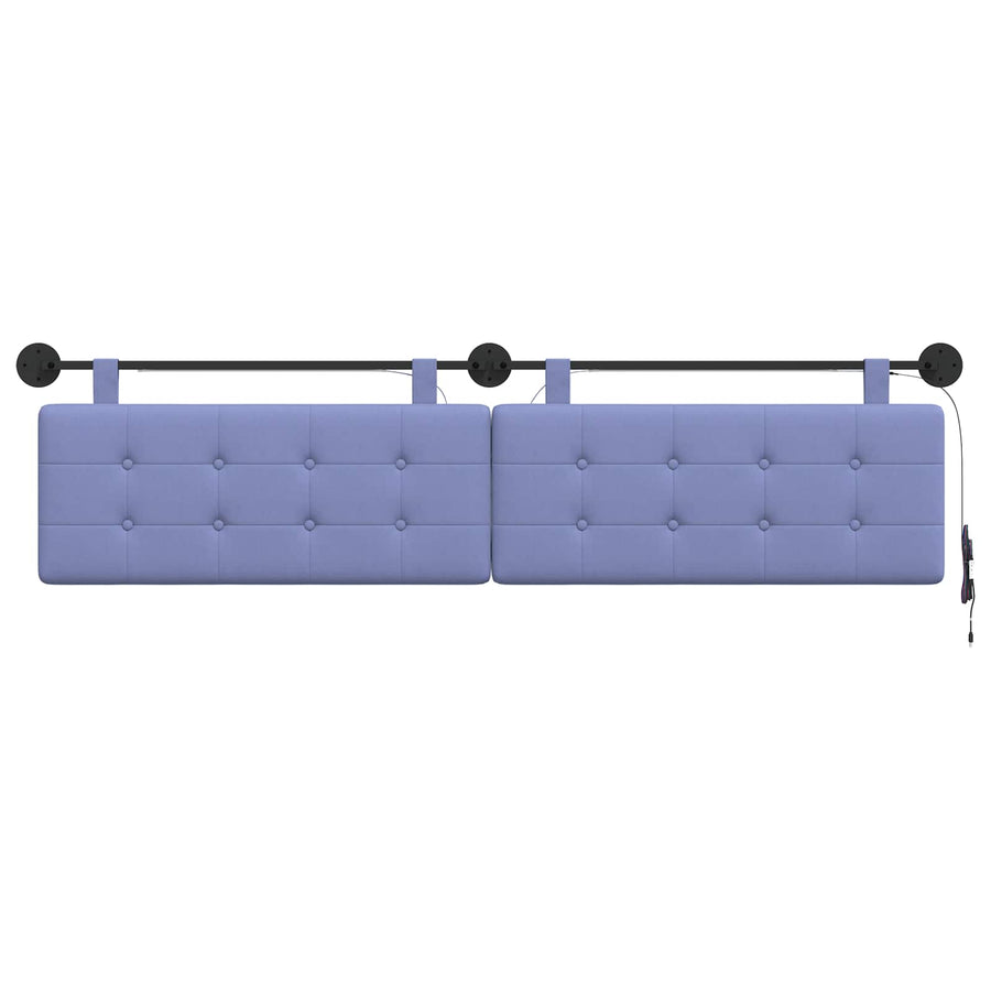 Hangend hoofdbord Met LED-verlichting Jeans Blauw Stof