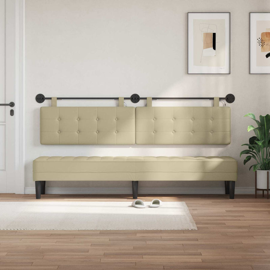 Hangend hoofdbord Met LED-verlichting Crèmekleurig Kunstleer
