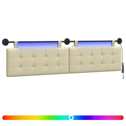 Hangend hoofdbord Met LED-verlichting Crèmekleurig Kunstleer