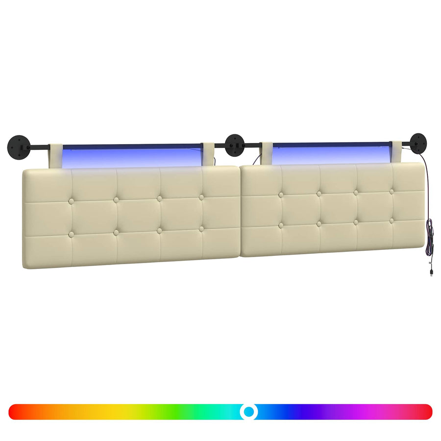 Hangend hoofdbord Met LED-verlichting Crèmekleurig Kunstleer