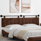 Wall-Mounted Headboard with LED Lighting Brown Faux Leather