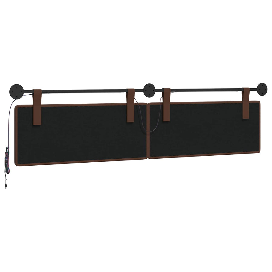 Hangend hoofdbord Met LED-verlichting Bruin Kunstleer