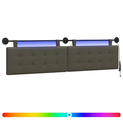 Hangend hoofdbord Met LED-verlichting Grijs Kunstleer