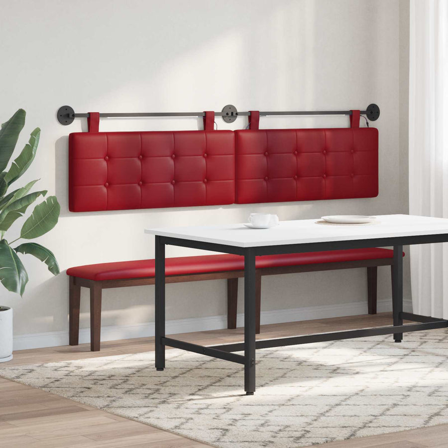 Hangend hoofdbord Met LED-verlichting Wijnrood Kunstleer