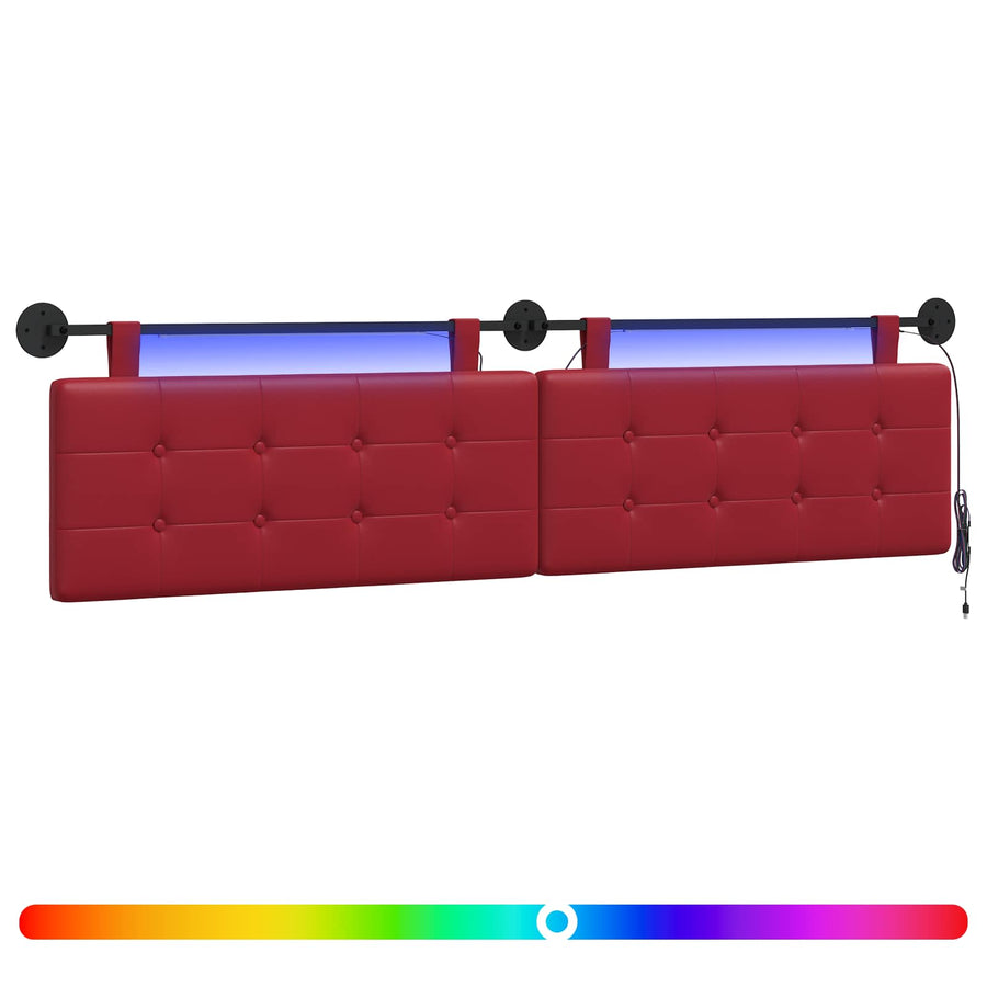 Hangend hoofdbord Met LED-verlichting Wijnrood Kunstleer