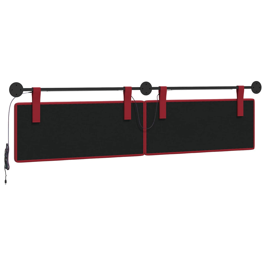 Hangend hoofdbord Met LED-verlichting Wijnrood Kunstleer