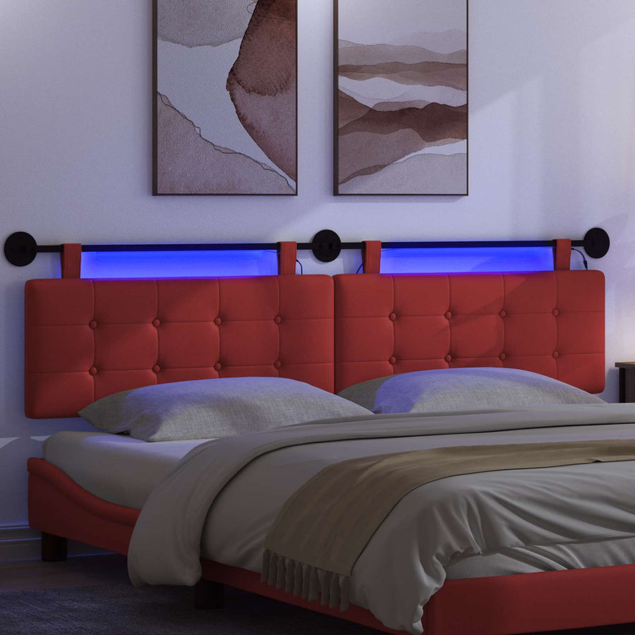 Hangend hoofdbord Met LED-verlichting Rood Kunstleer