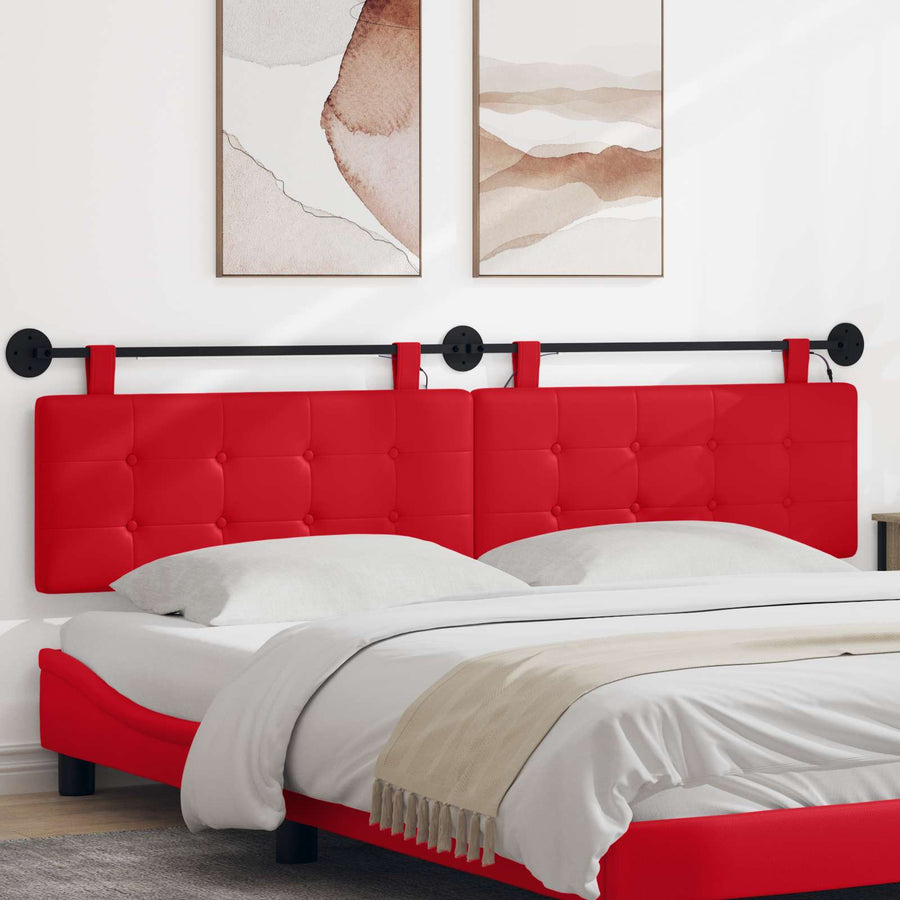 Hangend hoofdbord Met LED-verlichting Rood Kunstleer