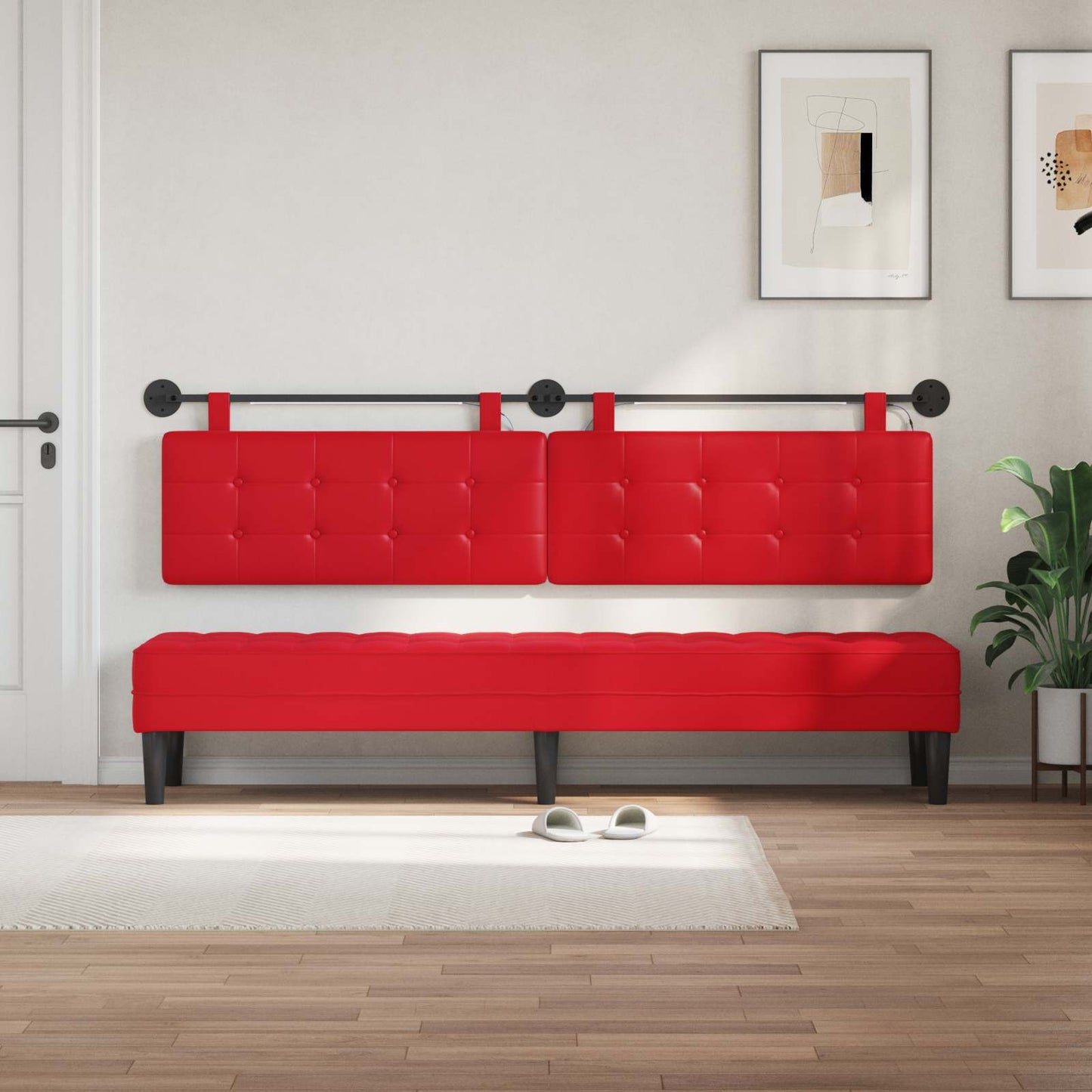 Hangend hoofdbord Met LED-verlichting Rood Kunstleer