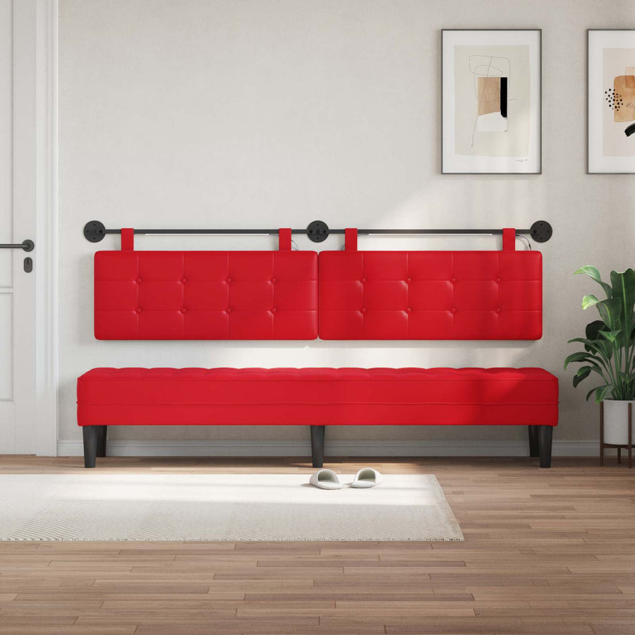 Hangend hoofdbord Met LED-verlichting Rood Kunstleer