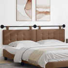 Floating Headboard With LED Lighting Cappuccino Faux Leather