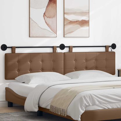 Hangend hoofdbord Met LED-verlichting Cappuccino Kunstleer