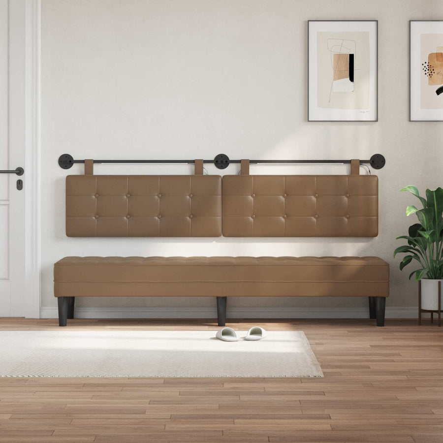 Hangend hoofdbord Met LED-verlichting Cappuccino Kunstleer