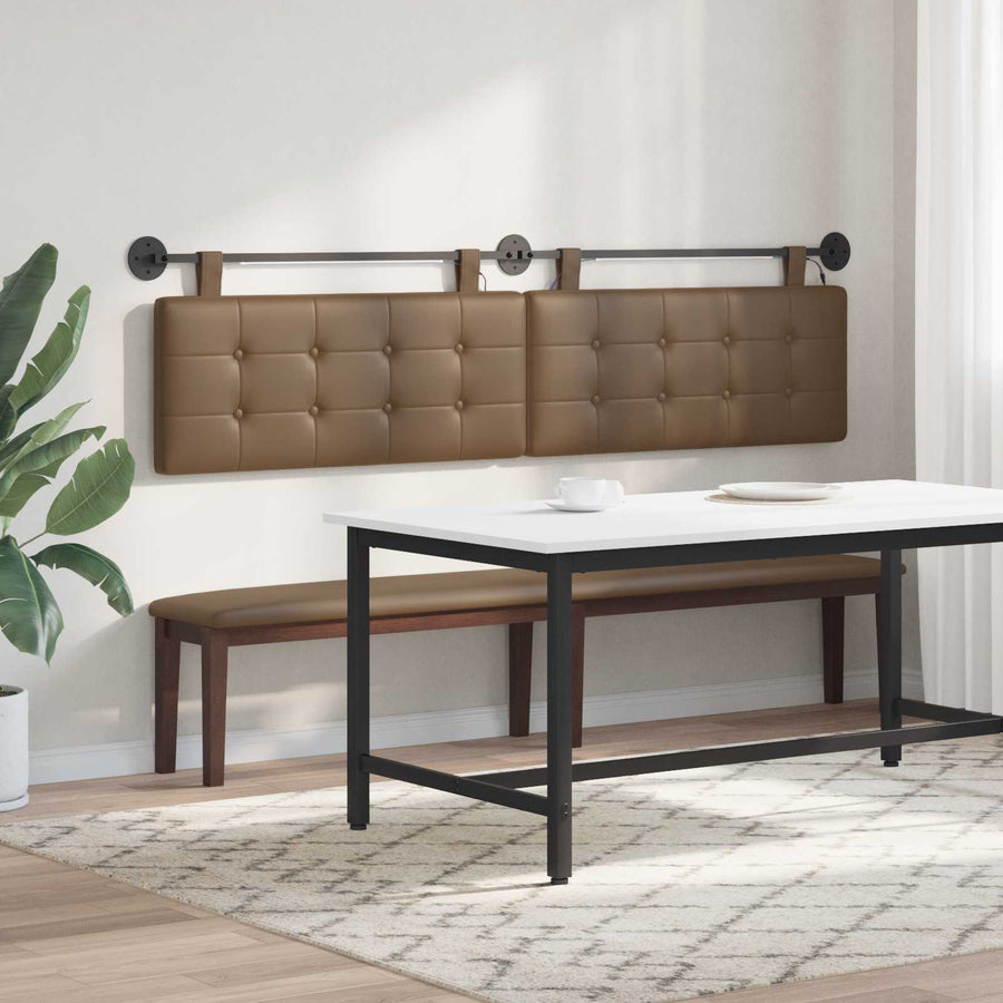 Hangend hoofdbord Met LED-verlichting Cappuccino Kunstleer