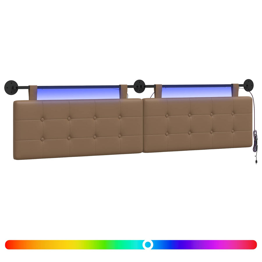 Hangend hoofdbord Met LED-verlichting Cappuccino Kunstleer