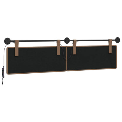 Hangend hoofdbord Met LED-verlichting Cappuccino Kunstleer
