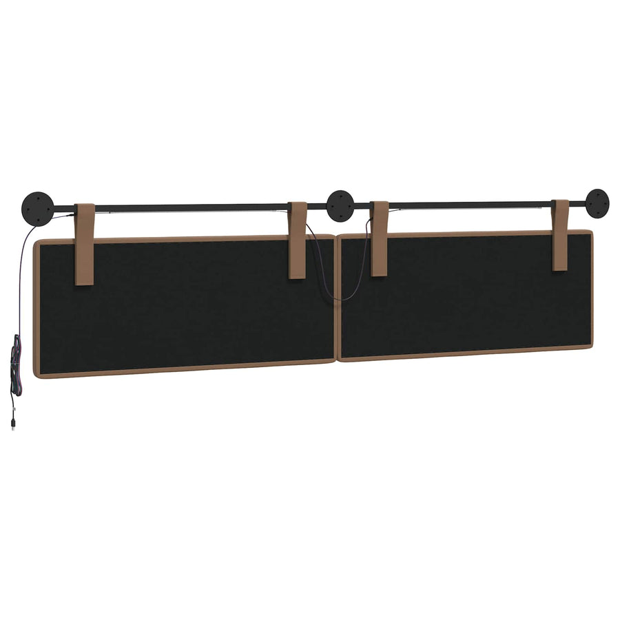 Hangend hoofdbord Met LED-verlichting Cappuccino Kunstleer