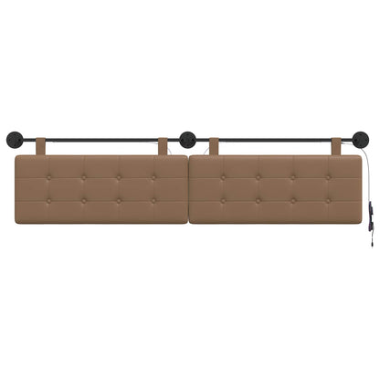Hangend hoofdbord Met LED-verlichting Cappuccino Kunstleer