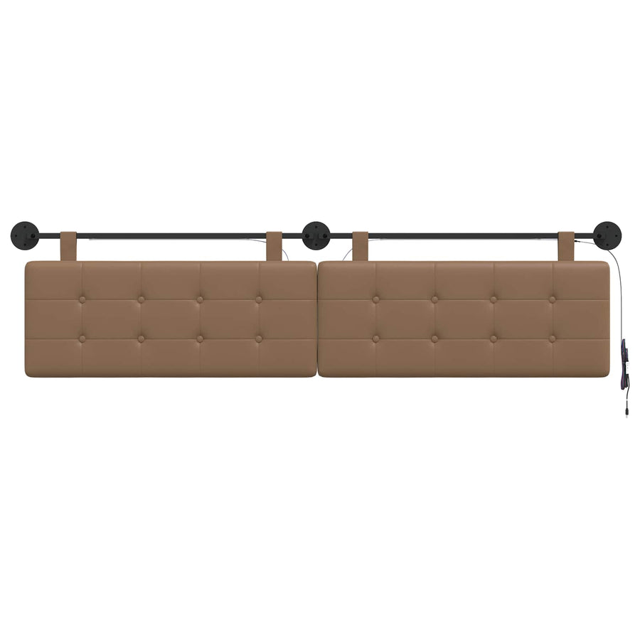 Hangend hoofdbord Met LED-verlichting Cappuccino Kunstleer