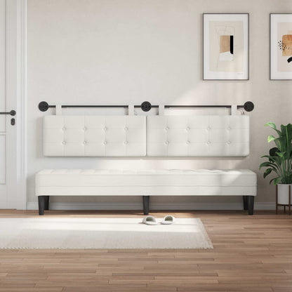 Hangend hoofdbord Met LED-verlichting Wit Kunstleer