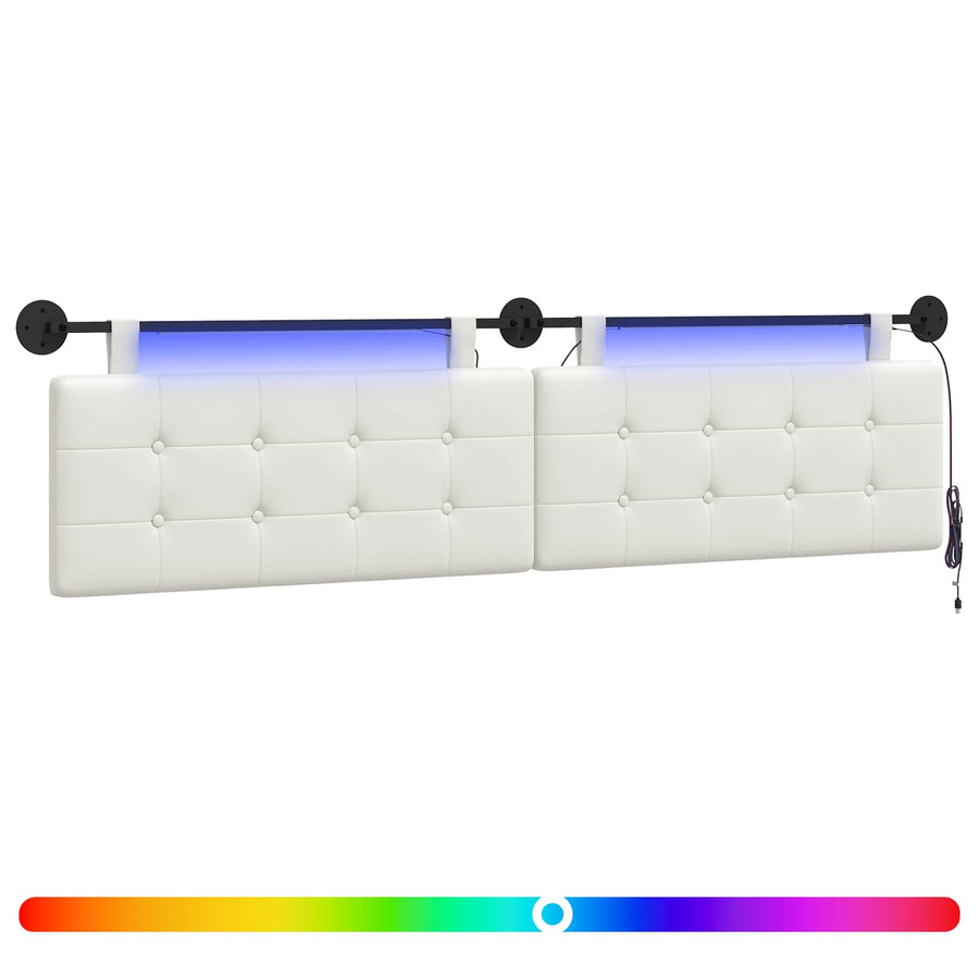Hangend hoofdbord Met LED-verlichting Wit Kunstleer