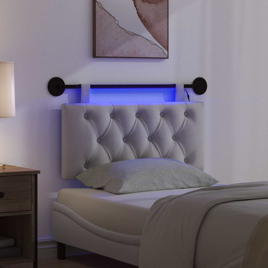 Hangend hoofdbord Met LED-verlichting Wolkengrijs Stof