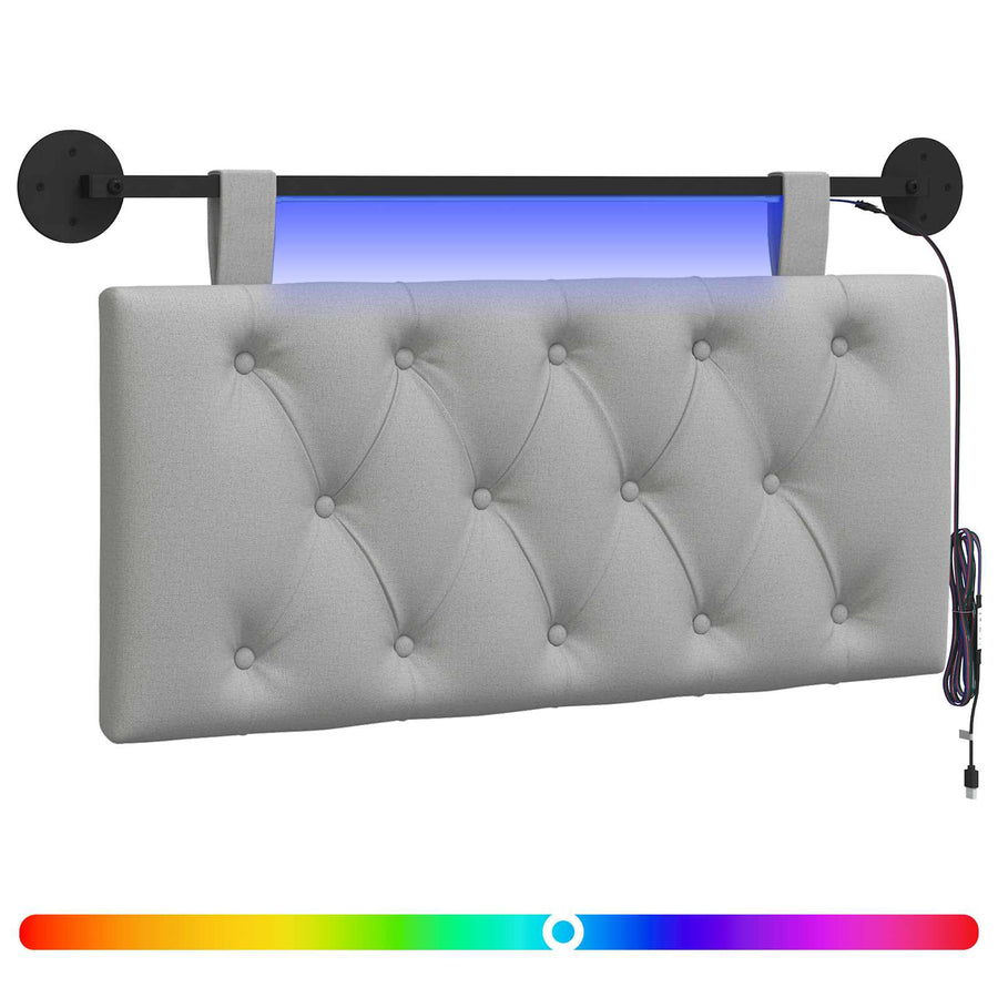 Hangend hoofdbord Met LED-verlichting Wolkengrijs Stof