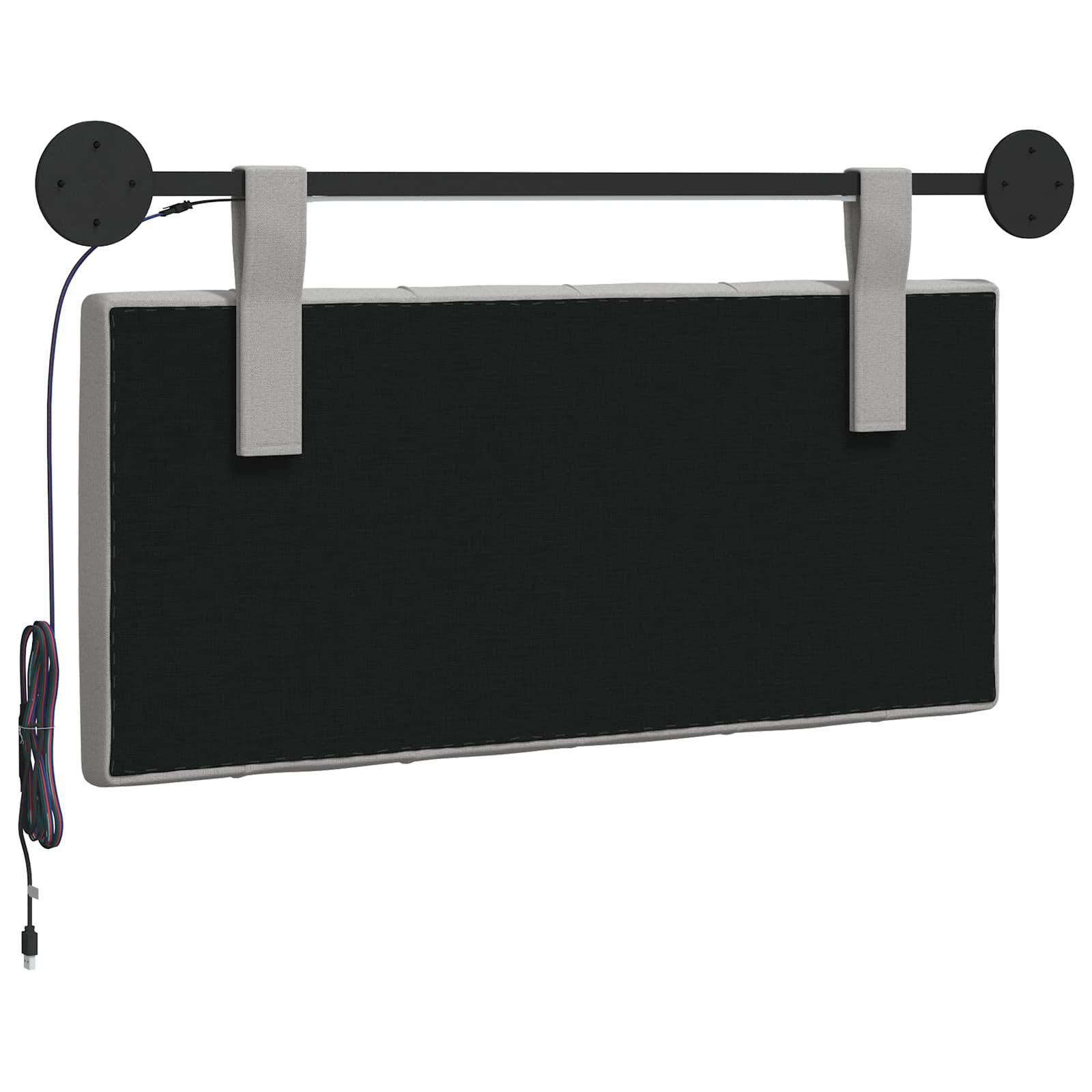 Hangend hoofdbord Met LED-verlichting Wolkengrijs Stof