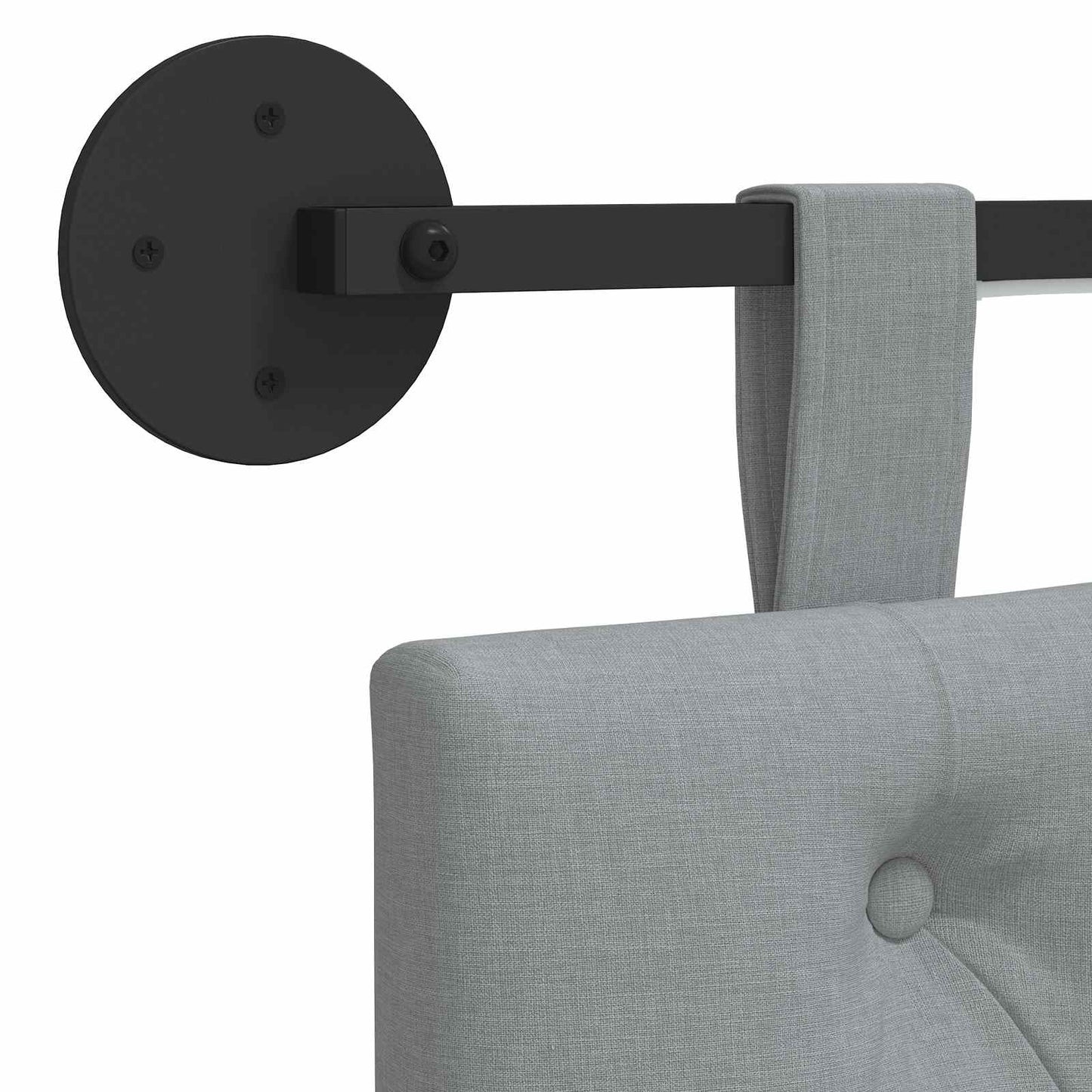 Hangend hoofdbord Met LED-verlichting Lichtgrijs Stof