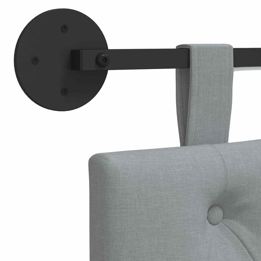Hangend hoofdbord Met LED-verlichting Lichtgrijs Stof